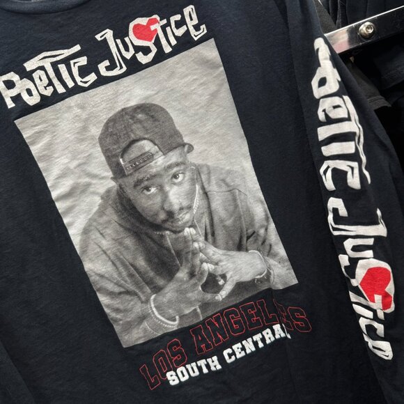 Vintage Tupac Poetic Justice Long Sleeve T-Shirt Men’s Large | Black Y2K Rap Gra - Picture 2 of 3